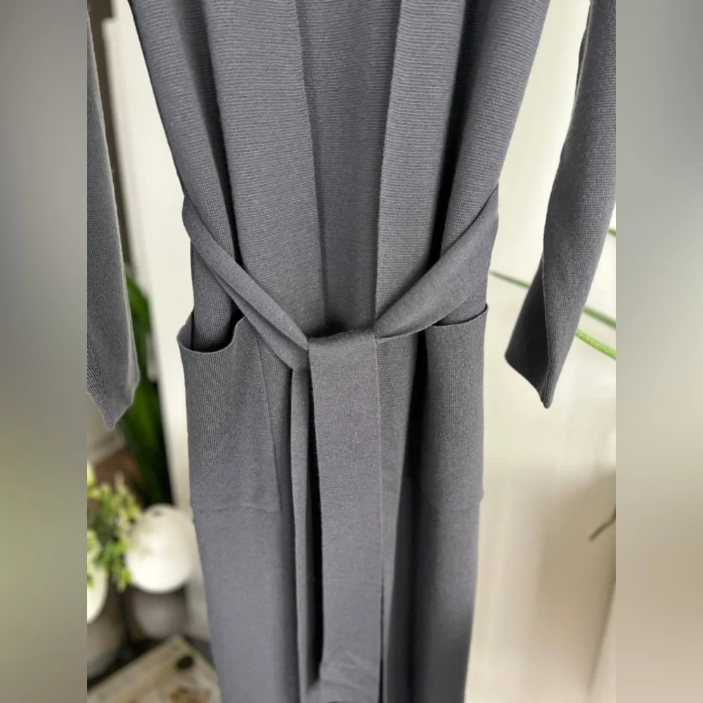 Aritzia Wilfred Wool Dark Gray Long Open Business Casual Cardigan/Sweater - Picture 8 of 9